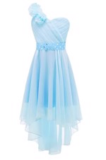 Børne festkjole; Little Flora, lyseblå - high-low kjole